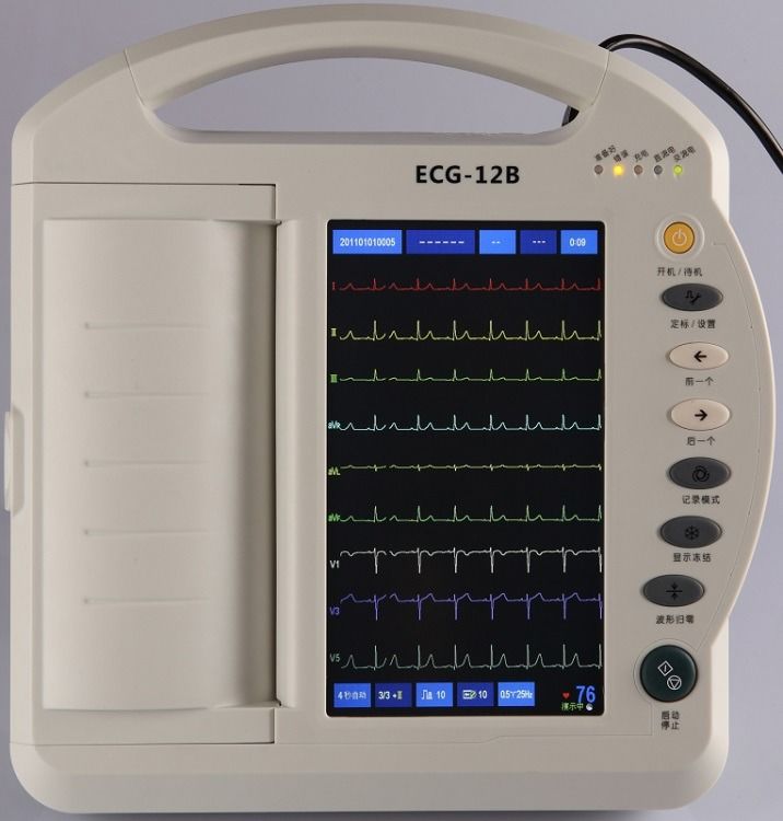 건강 관리 ECG 기계 디지털 12 채널 전기 심방조기 ECG 기계 휴대용 터치 스크린 ECG 기계